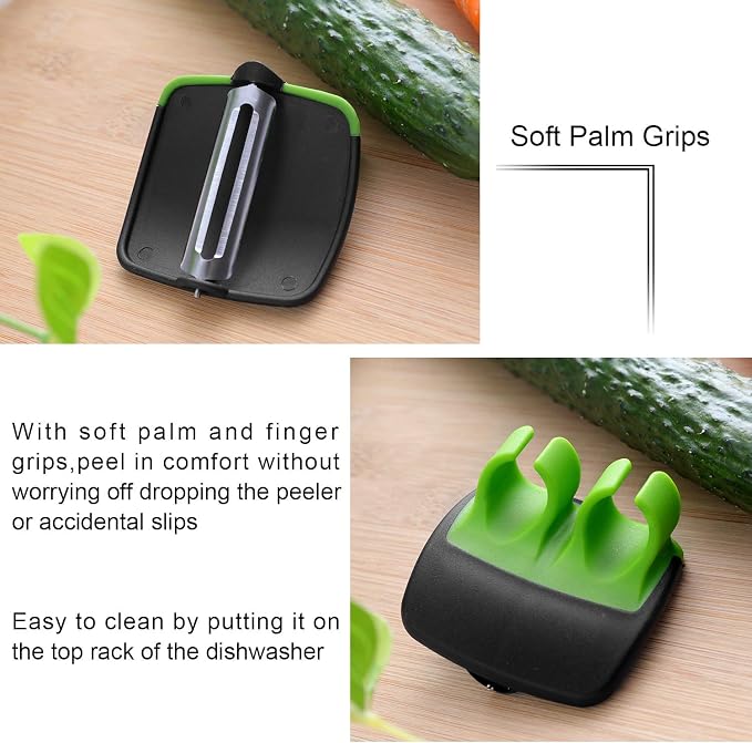 Mudder 4 Pieces Finger Vegetable Palm Peeler Kitchen Fruit Potato Peeler with Comfortable Rubber Finger Grip For Pumpkin Carrot Cucumber Potato