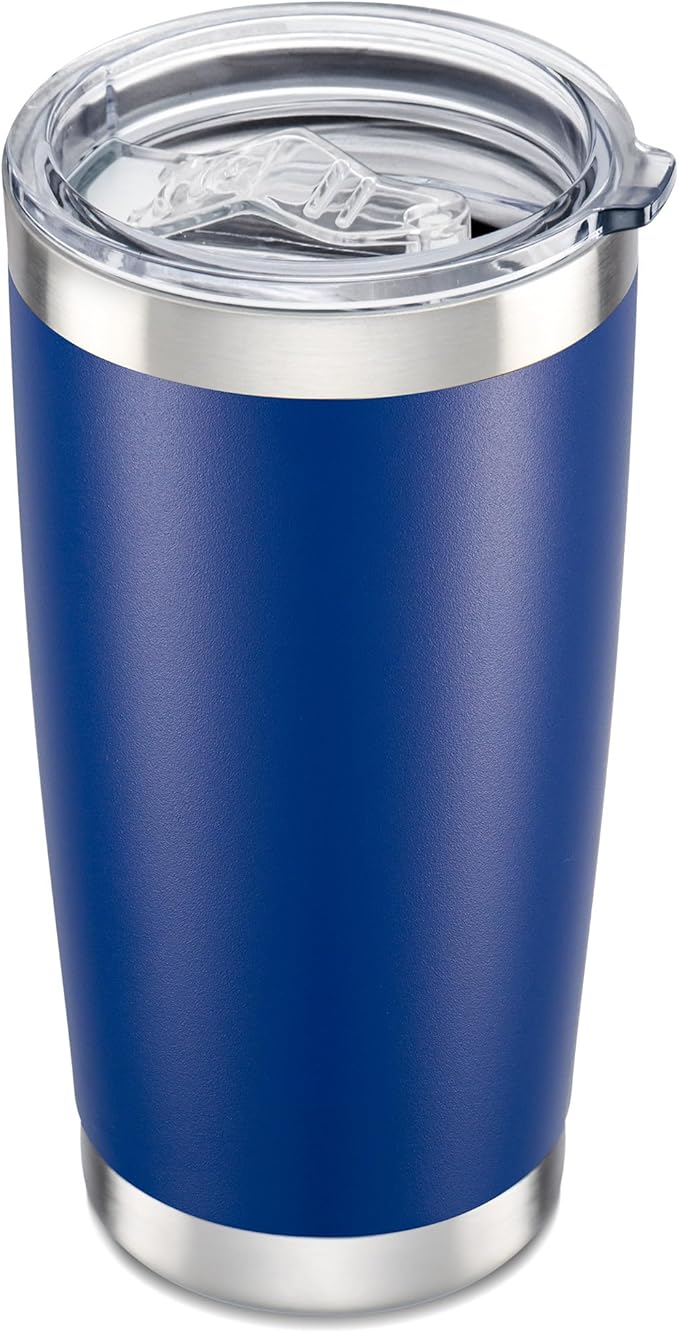 20 oz Tumbler with Lid Stainless Steel Insulated Tumblers Cups Travel Mug | Double Wall Vacuum, Powder Coated, Keep Drinks Cold and Hot, Waterproof Lid, Fit of Car Cup Holders, Blue
