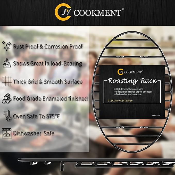 Cooling Roasting Rack with Integrated Feet, Enameled Coating, PTFE Free, Great for Cooking, Drying, Grilling, Dishwasher Safe (10inch*6.5inch)
