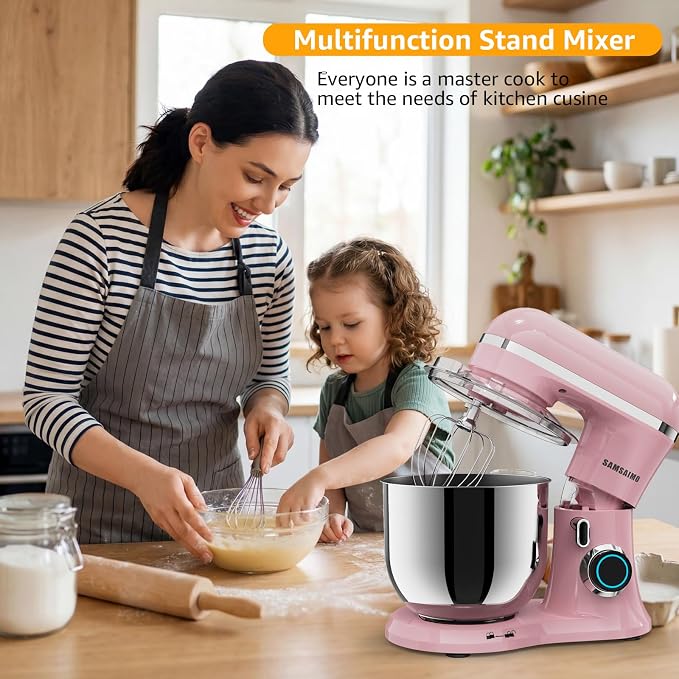 Stand Mixer, 6.5QT Tilt-Head Electric Kitchen Mixer 660W, 10-Speed Household food mixer with 304 Stainless Steel Bowl, Bread Cake Mixer include Dishwasher Safe Dough Hook, Beater and Whisk