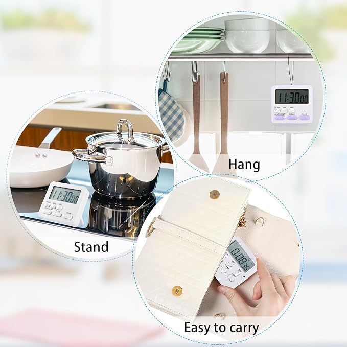 Weewooday 12 Pcs Digital Kitchen Magnetic Timer Bulk Classroom Count up Countdown Egg Timer Cute Desk Stopwatch for Back to School Teacher Kids Cooking Office(Pastel Colors,Classic Style)