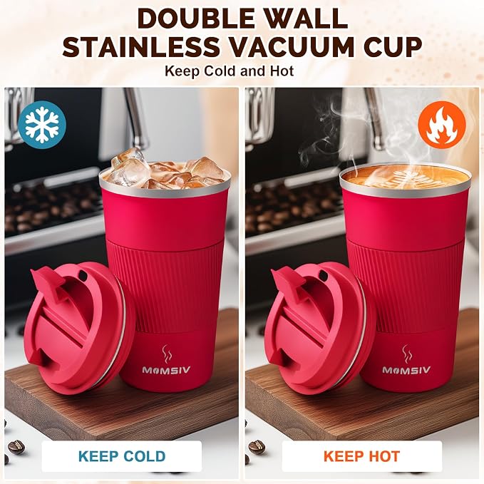 MOMSIV 17oz Travel Coffee Mug, Insulated Coffee Cup with Leakproof Lid | 6-Hour Heat Retention, 360°Leak proof, Vacuum Stainless Steel Double Walled, BPA-free, Reusable And To Go Coffee Mug