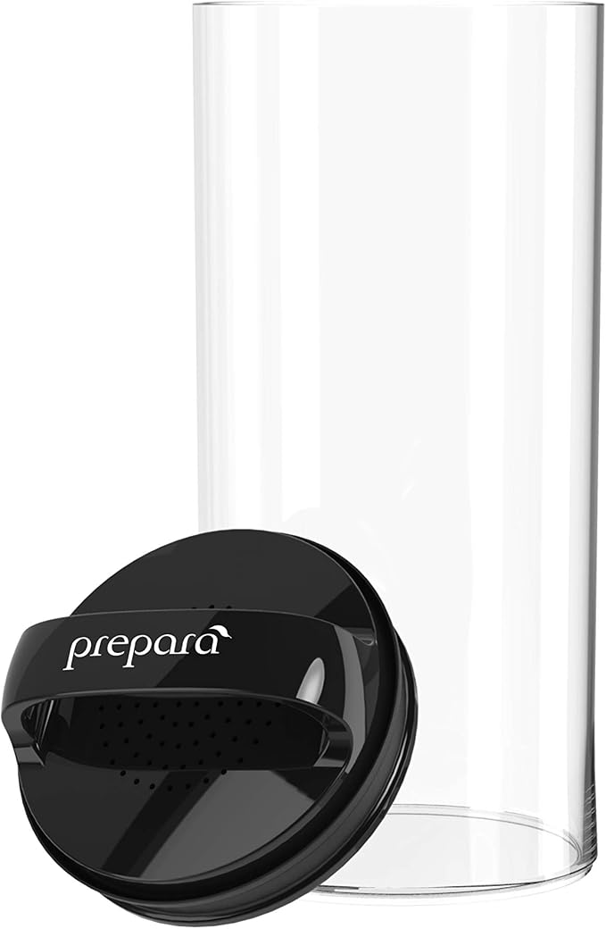 Prepara Evak Fresh Saver, Medium-Tall Airless Canister with Black handle, 2.3 Quart, Clear (Pack of 2)