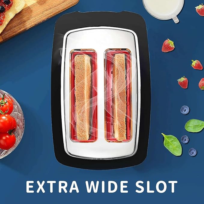 Toaster 2 Slice Wide Slot Toaster Best Rated Prime Display Smart Toasters with LCD Digital Countdown Timer and Bagel/Defrost/Cancel/Reheat Function