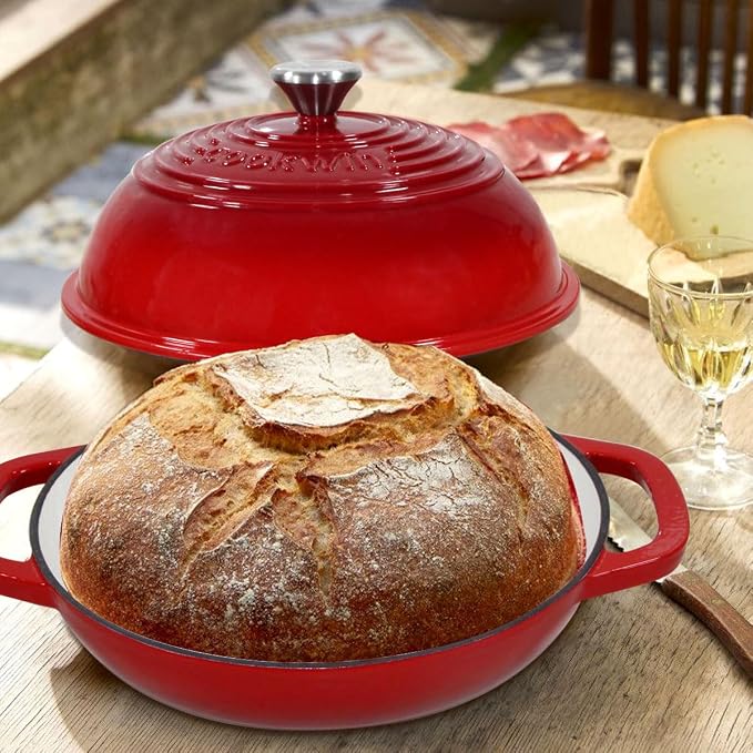 6 Qt Enameled Cast Iron Dutch Oven for Bread Sourdough Baking, Heavy-Duty Bread Dutch Oven Pot with Lid, 11"