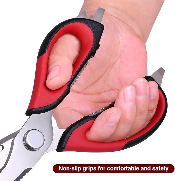 Come Apart Kitchen Scissors for Food, All Purpose Kitchen Shears (Red) | Easy to Clean, Detachable Blade, Comfort Grip, Multi Functional Cooking Scissors for Meat, Poultry, Fish