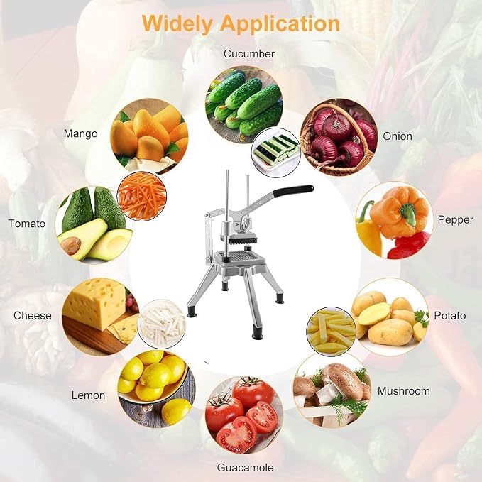 Commercial Vegetable Fruit Chopper W/6-Wedge Slicer&1/4″&3/8″&1/2" Blade Professional Food Dicer French Fry Cutter Onion Slicer Stainless Steel For Tomato Peppers Potato Mushroom | Professional prep tool for restaurants, catering & commercial kitchens....
