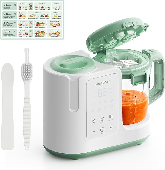 Momcozy AutoMeal Baby Food Maker – One-Step Auto Steam & Blend Food Processor, 15oz Large Cup & 6-Blade Design, Self-Cleaning, Auto 3-Stage Texture Settings for Effortless Homemade Baby Puree | One-Step Auto Steam & Blend Food Processor, 15oz Cup, 6-Bl...