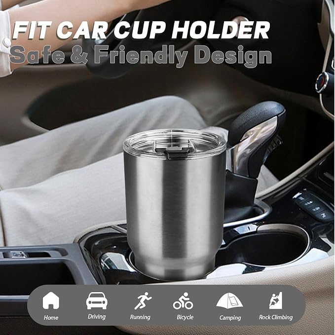 30 oz Tumbler with Lids and Straws, Stainless Steel Insulated Coffee Tumbler, Double Wall Vacuum Insulated Travel Mug Cup, Leakproof Thermal Coffee Cup for Hot and Cold Drinks(Silver)