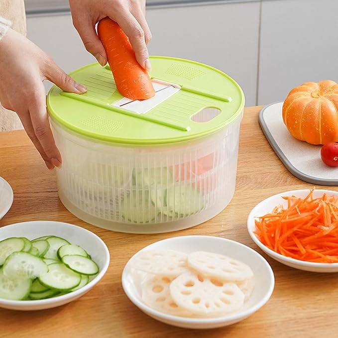 Salad Spinner, Versatile, Efficient, Vegetable Spinner, Cutter for Fruit, Salad