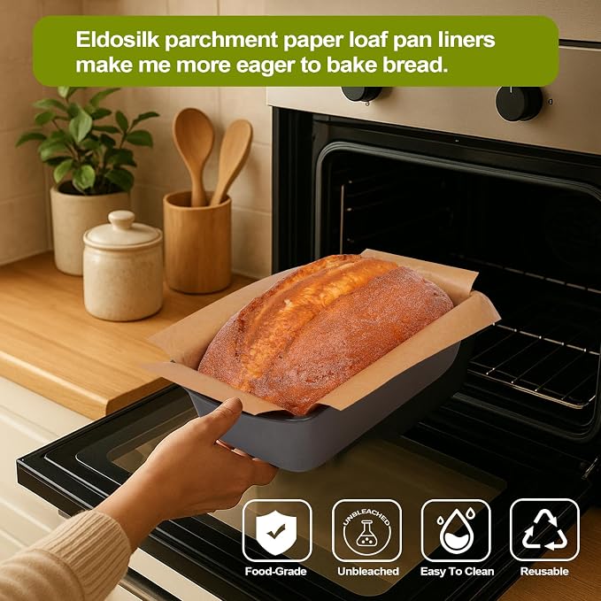 Unbleached Parchment Paper Loaf Pan Liner - Precut 9''x5'' Non-Stick, Fits 8.5''x4.5''/10''x5'' Loaf Pans, Heat-Resistant 430°F BPA-Free Food-Safe for Bread Baking (100 Pcs)