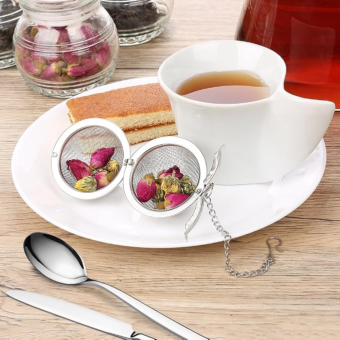 2Pcs Stainless Steel Tea Infuser Strainer, 2.04 Inch Fine Mesh Ball | Metal Fine Mesh Tea Spice Ball for Loose Leaf Tea, Tea Filter with Chain Hook, Tea Interval Diffuser for Spices, Seasonings