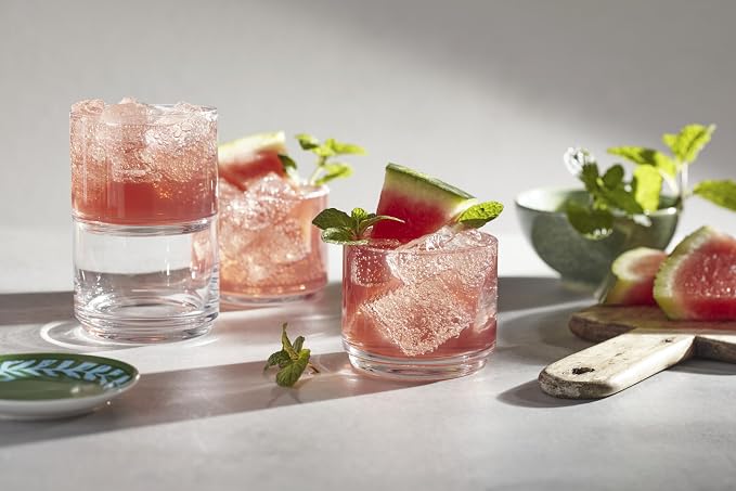 Lenox Tuscany Classics Stackable Highball Glasses, Set of 6 | dishwasher safe | 2.5 inch height | stackable design | 9oz, gift for women, drinking glasses cups, glassware