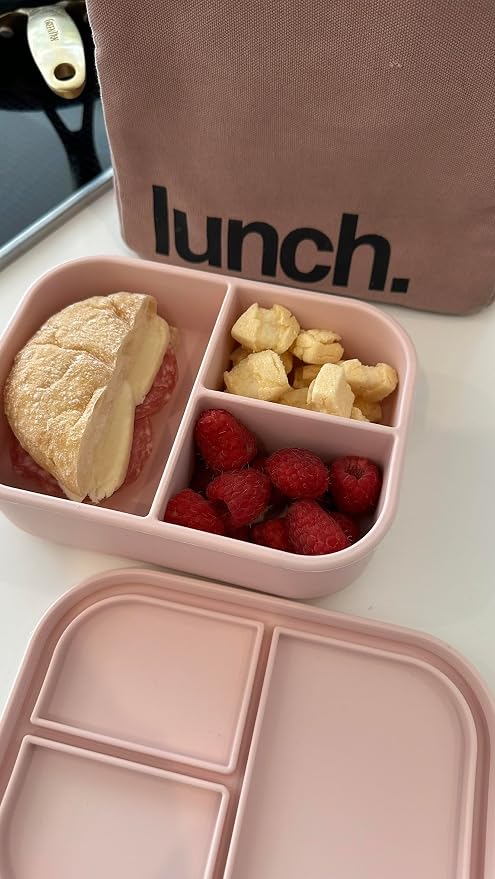 Ali+Oli Silicone Bento Box for Kids, Baby Lunch Box, BPA-Free, Spill-Proof | Daycare, Preschool, Food separation, Portion control, Snack storage, Travel-friendly, Easy cleaning, Toddlers
