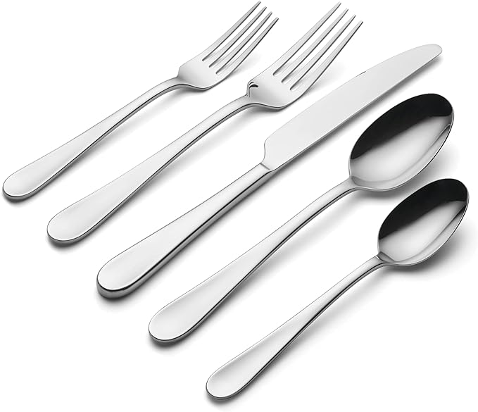 Oneida Grant 20-Piece 18/0 Silverware Set for 4, Flatware | mirror finish, dishwasher safe | includes knives, forks, and spoons | cutlery set for kitchen and dining