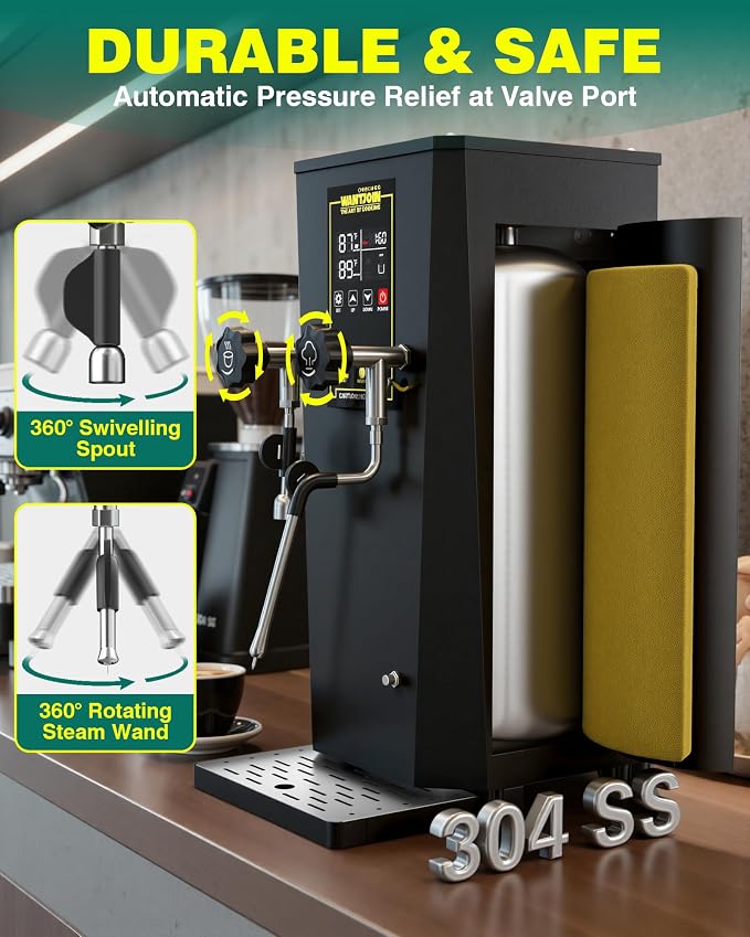 WantJoin Commercial Milk Frother & Beverage Warmer - 2200W Professional Milk Steamer Machine with LED Display Panel for Latte, Cappuccino, Coffee, Hot Chocolate and Milk Tea, Perfect for Cafes & Home