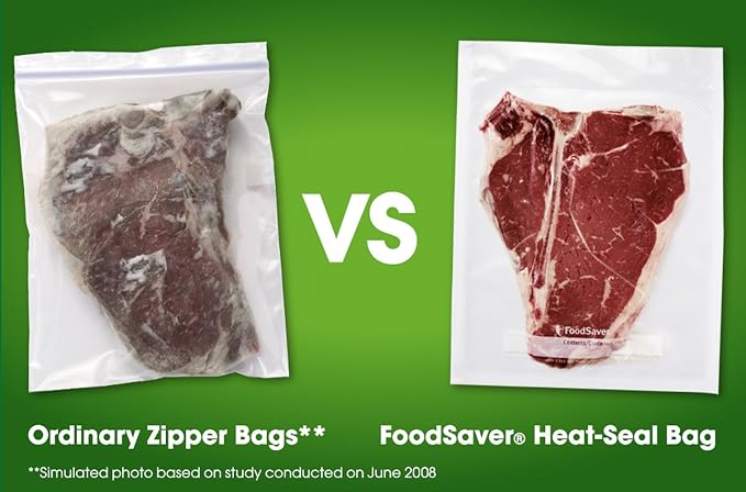 FoodSaver Vacuum Sealer Bags, Rolls for Custom Fit Airtight Food Storage and Sous Vide, 8" x 20' (Pack of 3) & FoodSaver 1-Quart BPA-Free Multilayer Construction Vacuum Zipper Bags, 18 Count