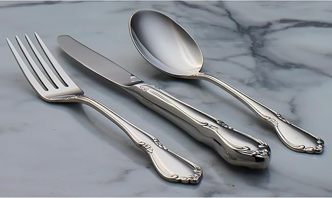 Oneida Chateau Salad Forks Silverware Set for 4, Flatware | mirror finish, dishwasher safe | cutlery set for kitchen and dining, utensil set, wedding silverware, heavy duty