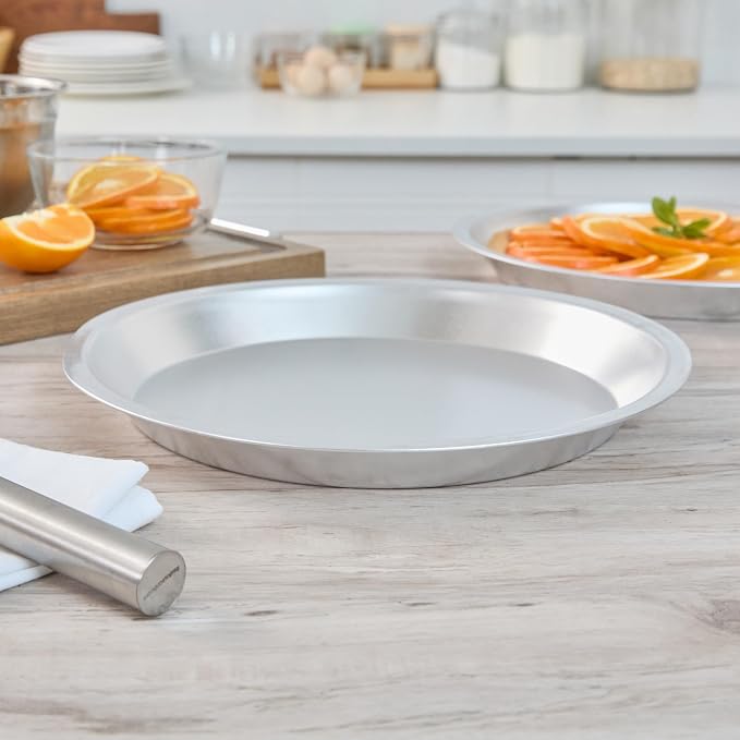 Restaurantware Aluminum Pie Pan 12 Count 12 Inch Round 1.25 Inch Deep Oven-Friendly Pie Tin, Lightweight Baking Pan, Silver Plate for Quiche, Fruit Pies, Home And Commercial Kitchens