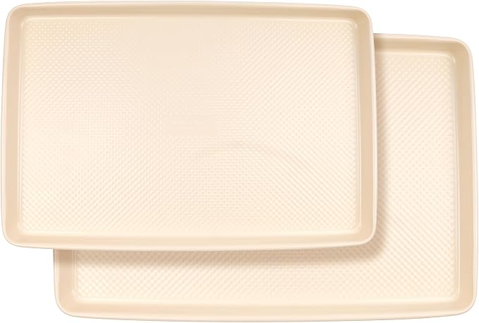 David Burke 17"/15" Cookie Sheets – Carbon Steel, PFTE & PFOA Free, Oven Safe, Non-Toxic, Perfect for Baking and Roasting – Cream (2-Pack)