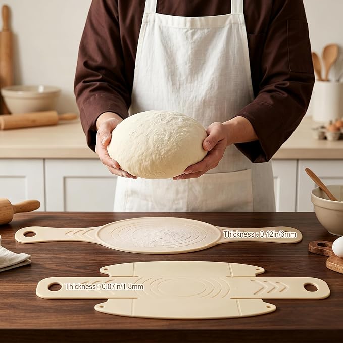 PHILORN Silicone Bread Sling for Dutch Oven, 2-Piece Oval & Round | Sourdough Baking Mat Set, 3mm & 1.8mm Thick Food-Grade Silicone, Non-Stick Reusable with Long Handles for Easy Dough Transfer