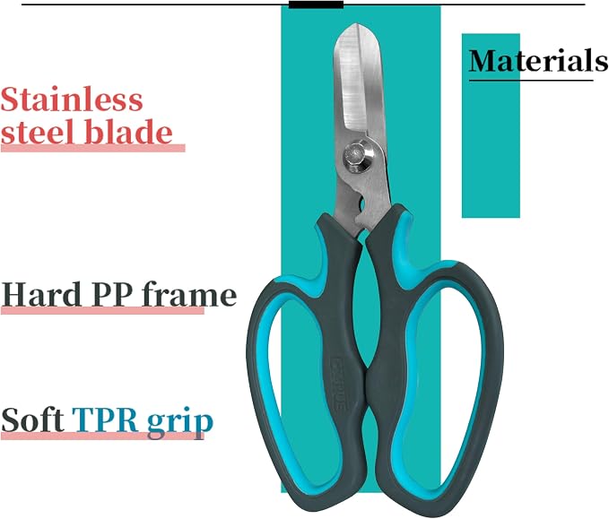 Blue Stainless Steel Floral Shears with Integrated Stab Remover | Sharp Smooth Blades Flower Scissors, Soft Anti-Slip Grips Rose Snips, Perfect For Floral Design And Daily Rose Pruning Work