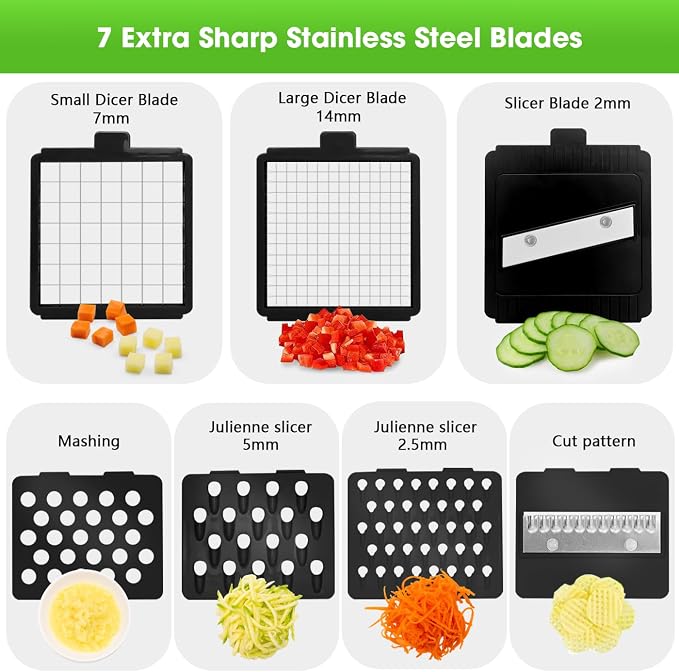 Vegetable Chopper with Container, 10 in 1 Manual Food Chopper Cutter, White | Multifunctional Sharp Blades Dice, Slice, Shred & Grate for Onions, Salads, Fruit at Home Kitchen for Various Use