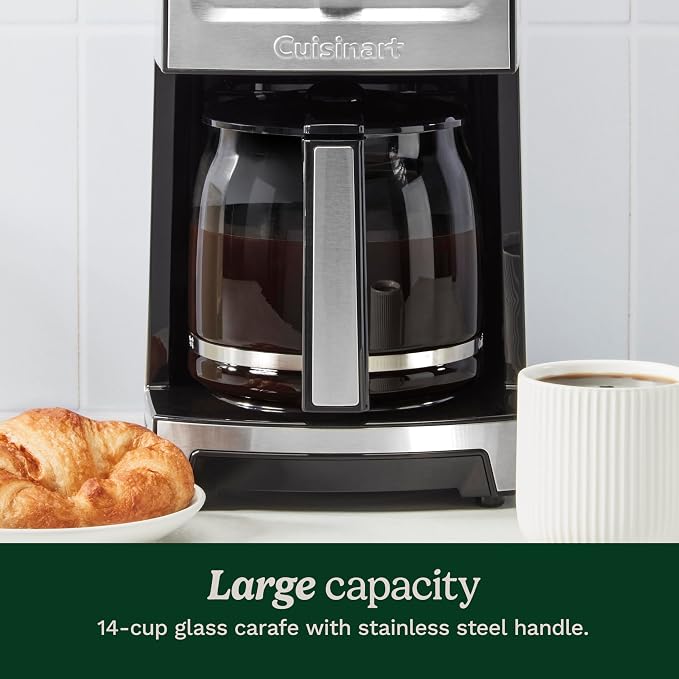 Cuisinart Coffee Maker, 14-Cup PerfecTemp Programmable Coffee Machine Glass Carafe with 1-4 Cup Setting, Brew Strength Control, Brew Pause, and Over Ice Function, Black Stainless Steel, DCC-3500BKS