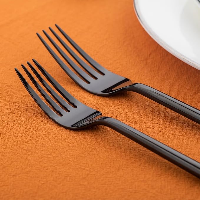 Alata Potter Black 20-Piece Forged Silverware Set, Service for 4, Stainless Steel Flatware Set, Modern Design with Mirror Finish, Ideal for Home, Kitchen, Party, Camping