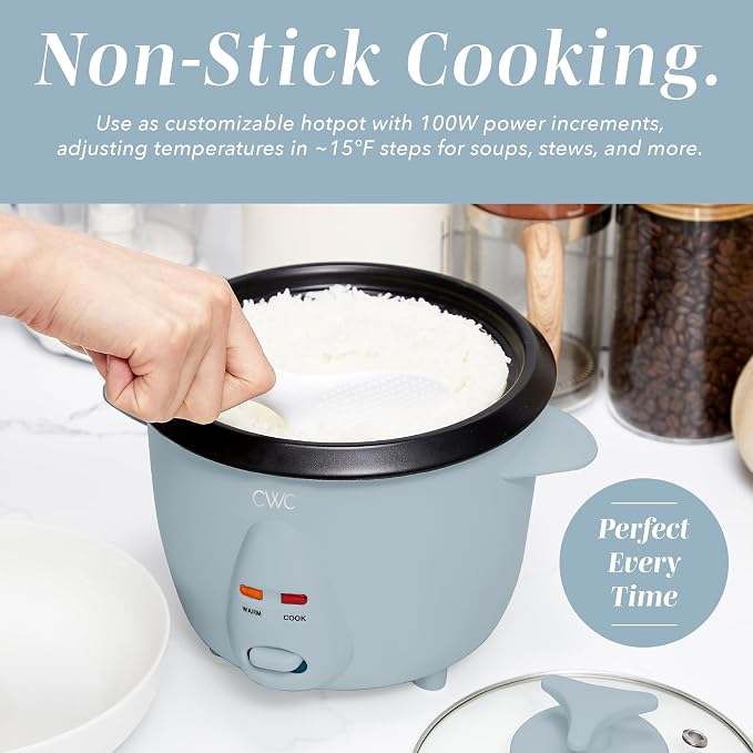 COOK WITH COLOR 6 Cup Rice Cooker 300W - Effortless Cooking and Perfectly, Cooks 3 Cups of Raw Rice for 6 Cups of Cooked Rice, Blue