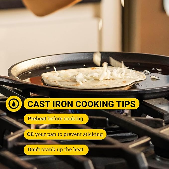 Lodge Round Seasoned Cast Iron Griddle 10.5 Inches - Round-Shaped, Pre-Seasoned Iron Griddle Pan - Non-Toxic, PFAS-Free Cookware - Compatible with Stovetop, Oven, Grill, or Campfire (Pack of 3)
