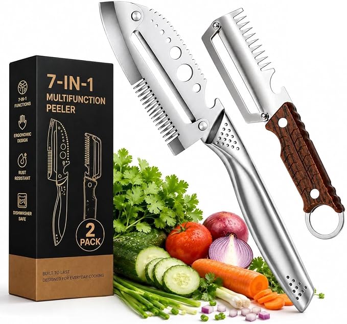 Multifunctional Vegetable Peeler, 7-in-1, Stainless Steel, Multi-Use Kitchen Tool (2)