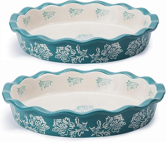 Wisenvoy Pie Pan Ceramic Pie Dish Blue Pie Plate Porcelain Deep Dish Pie Pan Non-Stick Pie Pans