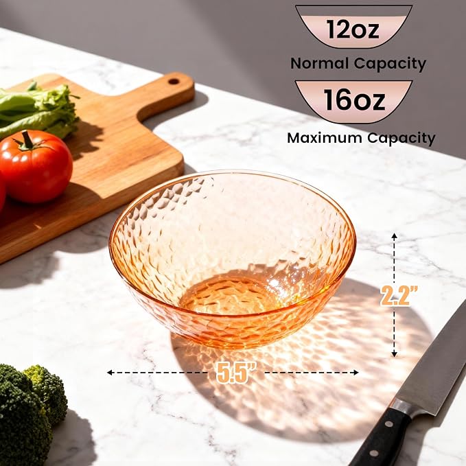 Rubtlamp 30 Pack Clear Orange Disposable Bowls, Clear Plastic Bowls with Gold Rim, 12-16oz Premium Heavy Duty Plastic Soup Bowls, Gold Disposable Bowls for Party