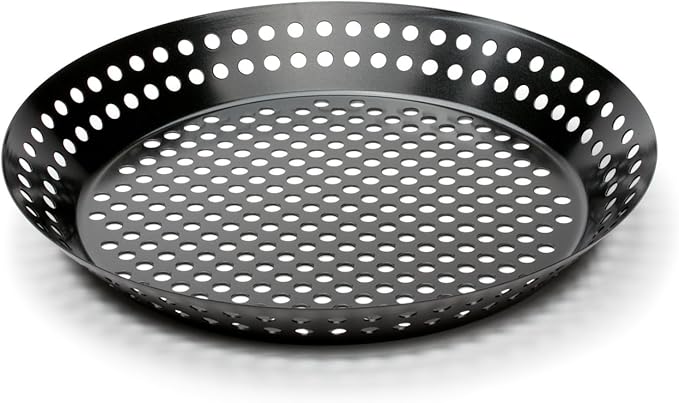 Outset Grill Skillet With Removable Handle, Non-Stick 12" Round Grill Pan | Easy To Cook On & Clean | Detachable Handle So The Pan Can Be Used On The Grill Or Oven | Perfect For Seafood, Veggies & Meat