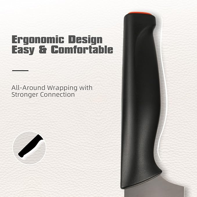 15-Piece Black Titanium German Steel Kitchen Knife Block Set | Beveled Mercerized Blades With Built-In Sharpener. Features Non-Slip Ergonomic Handles & Complete Cutlery Storage