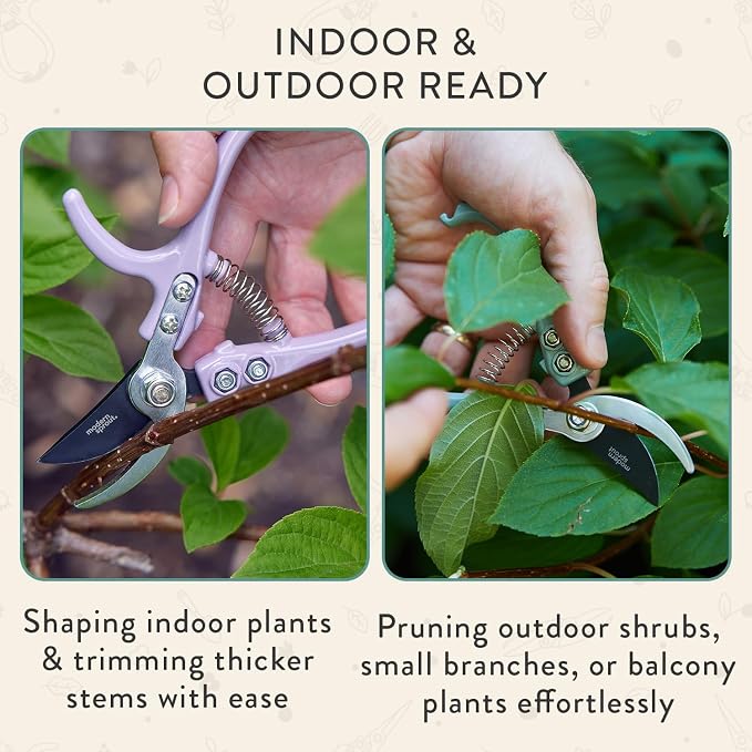 Modern Sprout Bypass Hand Pruners - Scissors - Gardening Tools - Ocean | Lightweight Pruning Tool W/ Easy-Lock - Sharp Bypass Carbon Steel Blade - Rust-Resistant - Reusable Holster for Storage