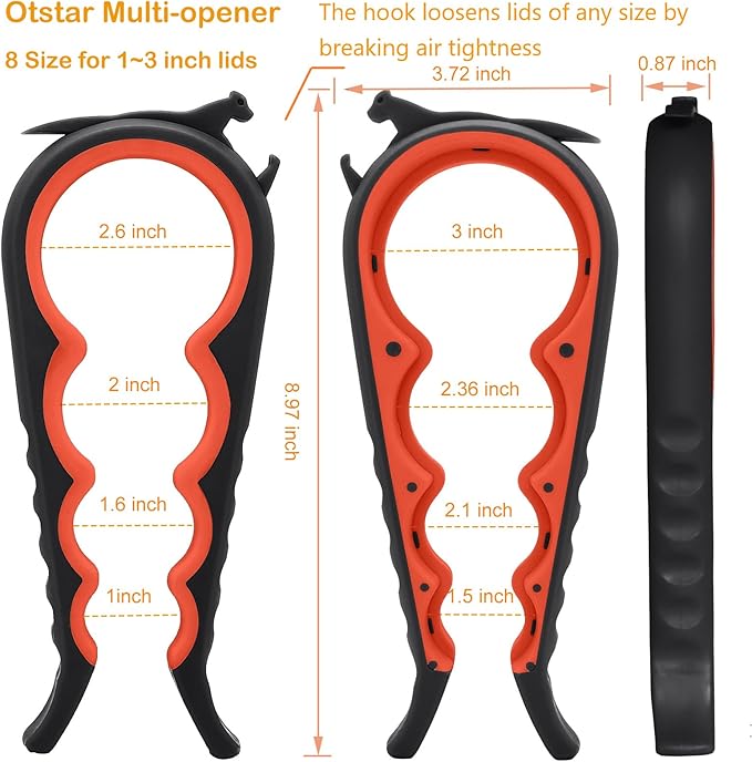 Otstar Jar Opener & Bottle Opener for Seniors with Arthritis, Weak Hands | Adjustable Lid Opener Effortlessly Opens Jars, Bottles & Pop-Top Cans, Great for Senior Parents, Grandparents, or Loved Ones