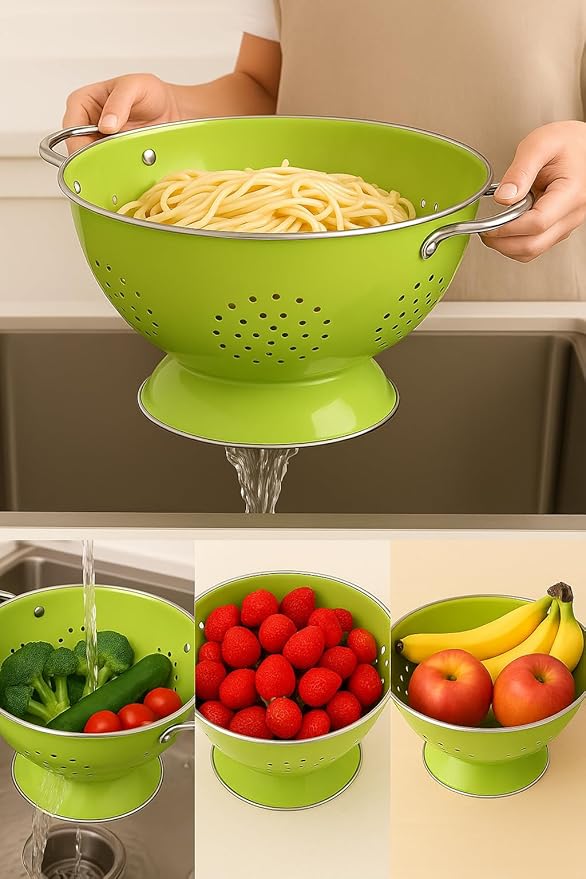 Calypso Basics by Reston Lloyd Powder Coated Enameled Colander, 5 Quart, Black