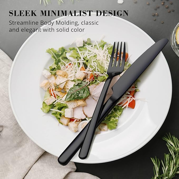 Black Silverware Set, 20-Piece Flatware Set for 4, 18/10 Stainless Steel Cutlery for Home Kitchen and Restaurant