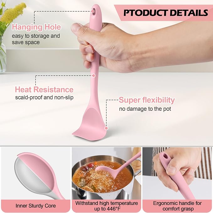 Homikit 15-Piece Kitchen Utensil Set, Silicone Cooking Utensils Spatula Set | Heat Resistant Silicone Utensil with Holder for Nonstick Cookware, Kitchen Tools Gadgets for Cooking and Baking, Pink