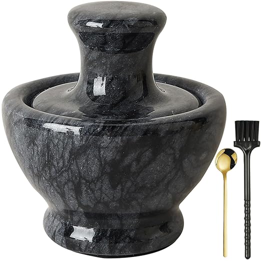 Marble Mortar and Pestle Set for Grinding Herbs Spice Pills Seeds Guacamole Garlic and Ginger Stone Grinder Seasoning Crusher Elegant and Cute Kitchen Tools
