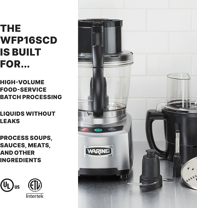 Waring Food Processor with 4-Quart Capacity & Continuous-Feed with Dicing | 4-Quart Capacity, 2 Horsepower Motor, Continuous-Feed Food Processor with Dicing
