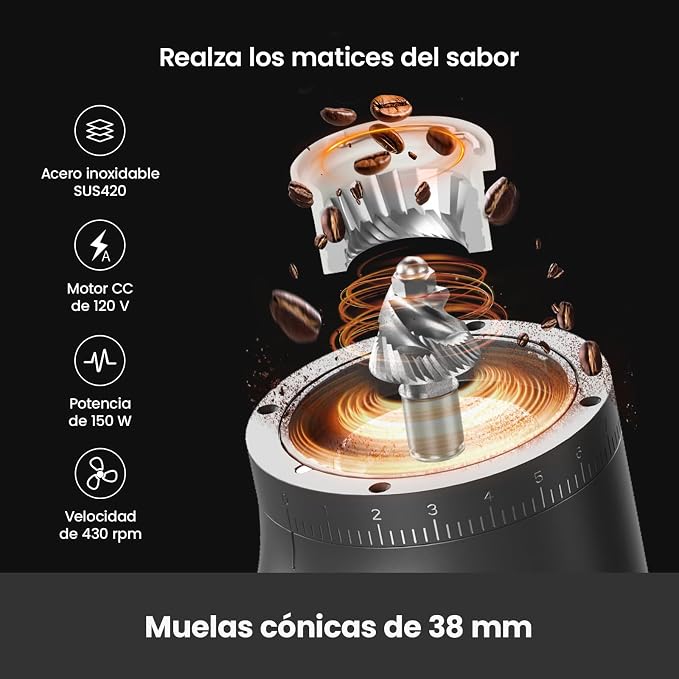 Gemilai Electric Conical Burr Coffee Grinder, Coffee Bean Grinder with Smart 60S Timer, 60 Precise Adjustable Grind Settings for Espresso, 2-12 Cup, Easy to Clean, Durable & Quiet, G9010B Grey