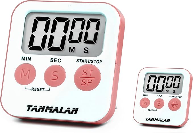 Tanmalan Kitchen Timers Count down-up,easy to use (6.0-b-pinnk 2 pack)