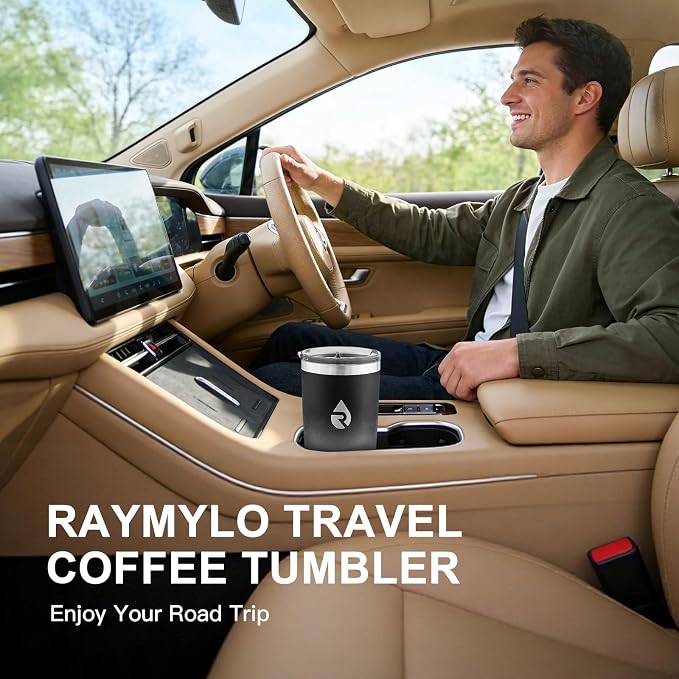 RAYMYLO Travel Coffee Tumbler, Insulated Travel Coffee Mug Cup, 20oz | Detachable Lid for Thoroughly Clean, Cup Holder Friendly for Outdoor, Double-Wall Vacuum Insulation, Spill Proof & BPA Free