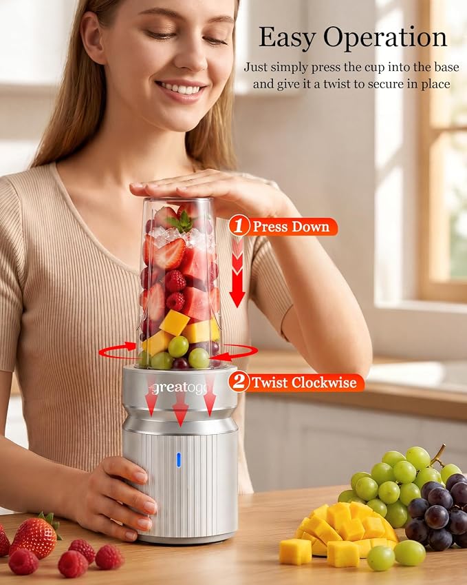 Smoothies Blender, 1000W High Power Household Kitchen Countertop Blender for Protein and Shakes, Personal Smoothie Maker Juice Mixers with 3 BPA-Free Cups (24/18/12oz)
