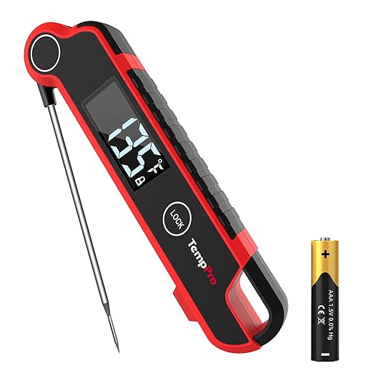 TempPro TP620 0.5 SEC Thermocouple Meat Thermometer Digtial | Instant Read Cooking Thermometer with Auto-Rotating Backlit LCD, IP65 Waterproof, Grill BBQ Kitchen Candy Deep Fry