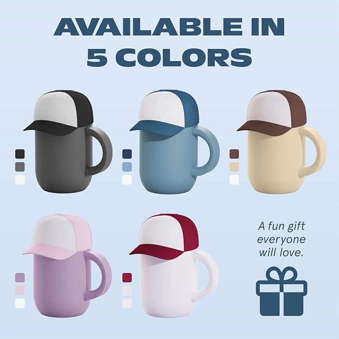 asobu Happy Hat Mug – 12 oz Double-Walled Stainless Steel Insulated Cup with Beanie-Shaped Lid – Ceramic Inner Coating – Spill-Proof and Ergonomic Design for Home and Travel (Blue)