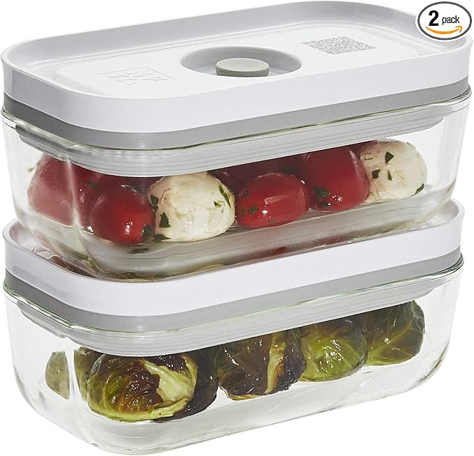ZWILLING Fresh & Save 2-Piece Small Glass Vacuum Sealer Food Storage Containers with Airtight Lids